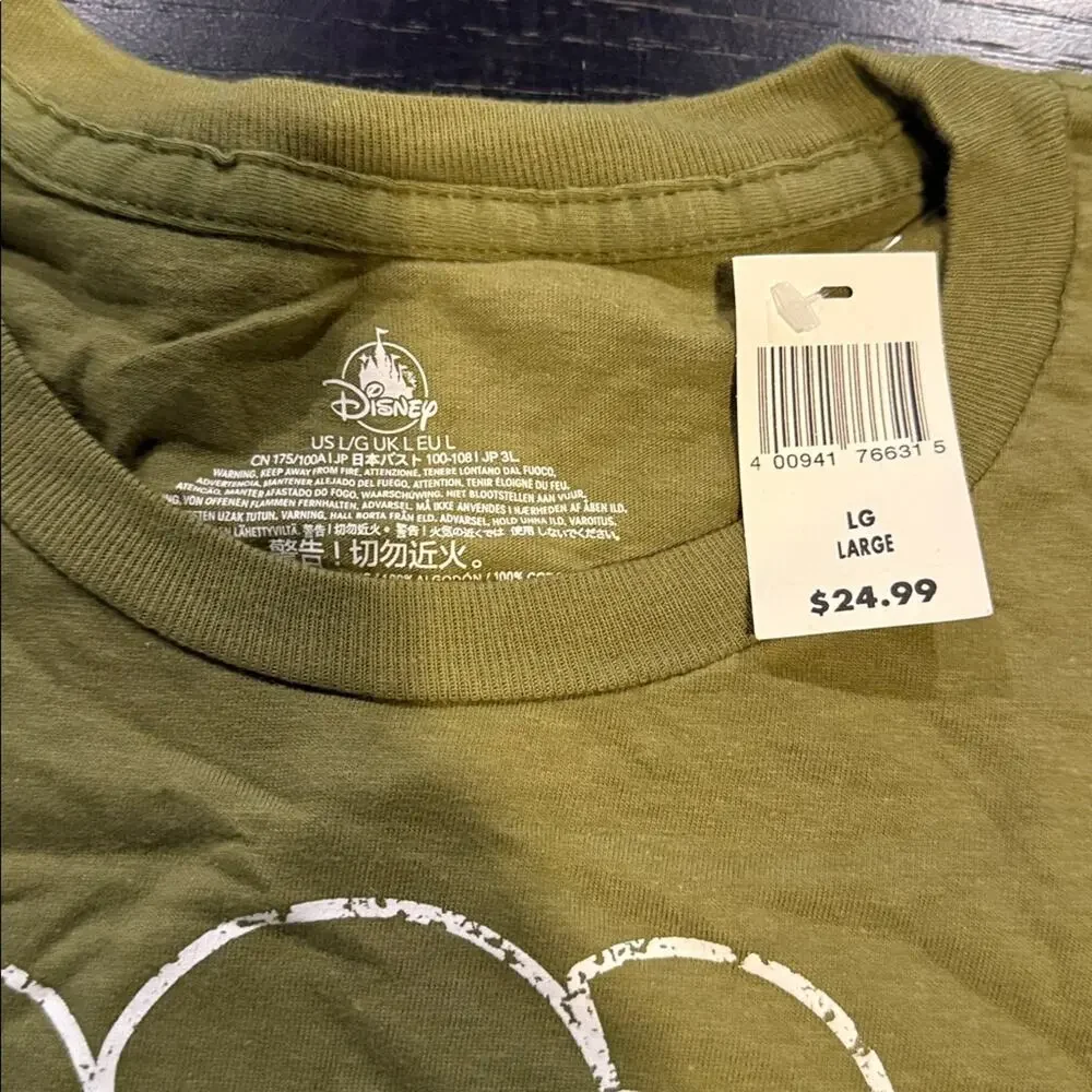 Disney Olive Green T-Shirt with White Print - Picture 2 of 4